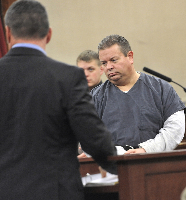 Suspect Todd Gilday arrives for his appearance Wednesday in Waldo County Superior Court. He is accused of killing Lynn Arsenault and wounding Mathew Day in Belfast.