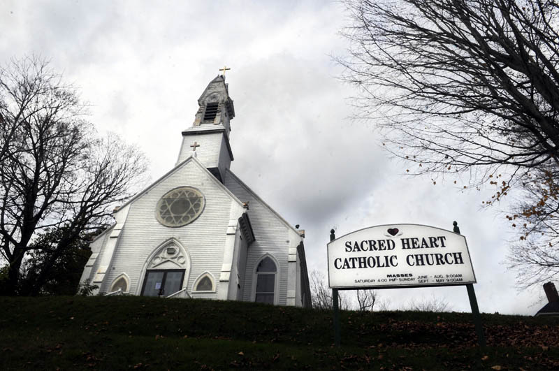 HOPE: Sacred Heart Catholic Church in Hallowell on Tuesday October 22, 2013, which parishioners are hoping to keep open after the death of their minister, Rev. George Hickey.