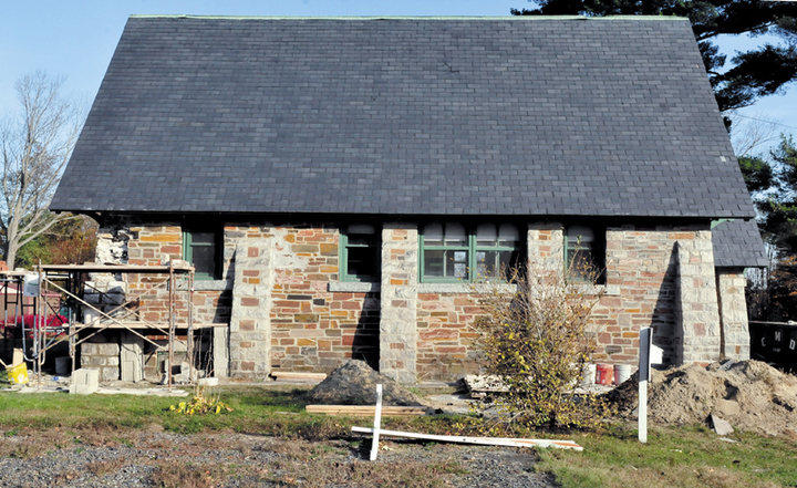 The Pine Grove Cemetery chapel in Waterville is undergoing renovations both interior and exterior.