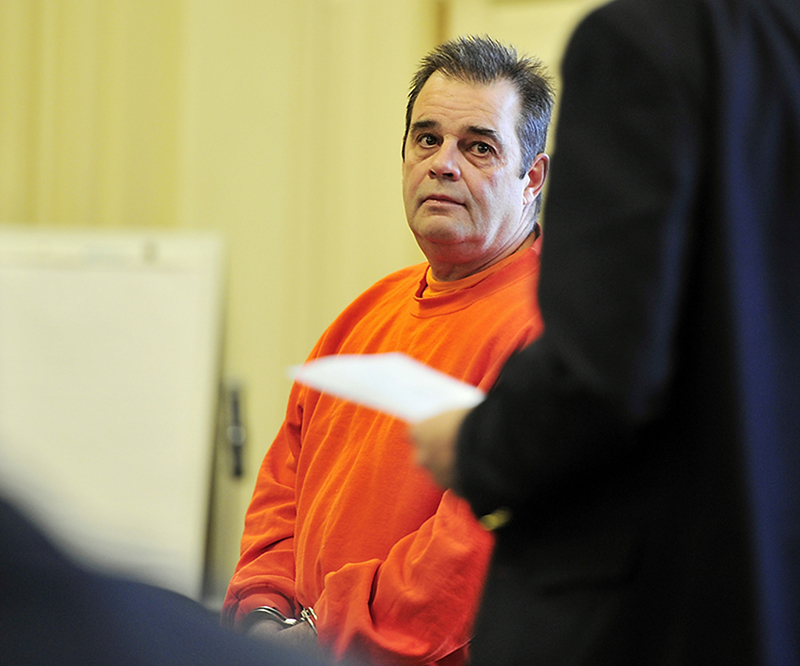 David Labonte is arraigned in York County Court in Alfred and looks to his attorney as he is about to plead "not guilty" to manslaughter on Friday, November 15, 2013.