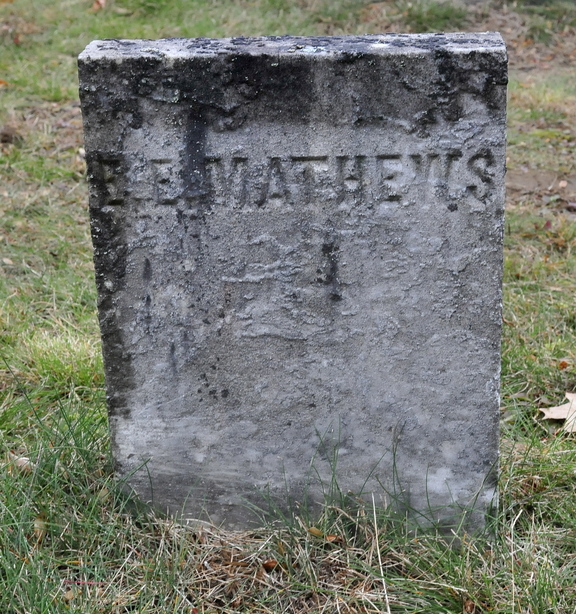 RIP: The grave marker of Edward E. Mathews in Pine Grove Cemetery in Waterville. Mathews is the first recorded murder victim in Waterville in 1847.