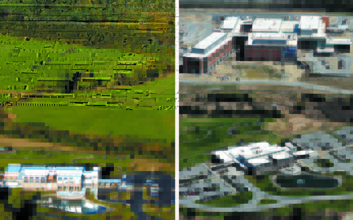Nearly done: Left, a September 2007 file photo shows MaineGeneral Medical Center’s Harold Alfond Center for Cancer Care in Augusta. Right, the new regional hospital is shown, in the background. Below, one of seven operating rooms is shown during a tour May 7, 2013.