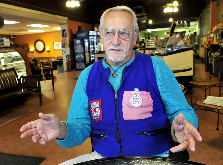 MAN OF MANY TALENTS: Irving Gilbert, 71, speaks about his active lifestyle at Jorgensen’s Restaurant in Waterville recently.