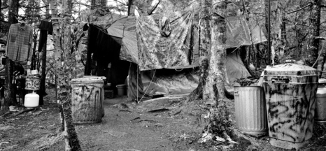 Staff photo by Andy Molloy Christopher Knight's camp site located in a remote stand of woods in Rome moments before Game Wardens, State Police and Somerset County Sheriff's deputies inspected the camp Tuesday April 9, 2013. Police believe Knight, who went into the woods near Belgrade in 1986, was a hermit who committed hundreds of burglaries to sustain himself.