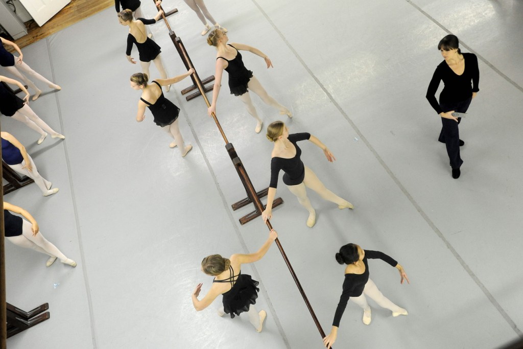 BOSSOV BALLET: Natalya Getman, far right, rehearses with the Bossov Ballet cast of “The Nutcracker” at Maine Central Institute in Pittsfield on Thursday. Getman is the new artistic director for Bossov following the departure of Andrei Bossov.