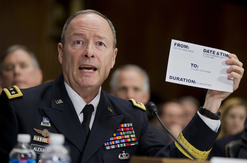 National Security Agency (NSA) Director Gen. Keith Alexander testifies on Capitol Hill in Washington, Wednesday, Dec. 11, 2013, before the Senate Judiciary Committee hearing on “Continued Oversight of U.S. Government Surveillance Authorities.”