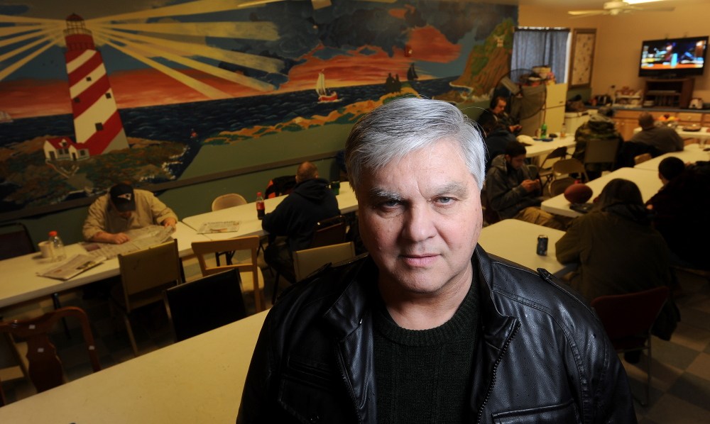 HOMELESS SHELTER: Richard Berry, senior pastor at Trinity Evangelical Church in Skowhegan, stands in the community room of the men’s shelter at the Evangelical church on Monday. The shelter has plans to expand the shelter to include space for women and children.