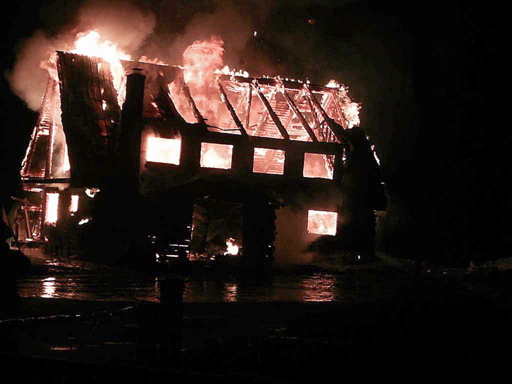 FIRE: An early morning blaze destroyed a home in Readfield on Monday.