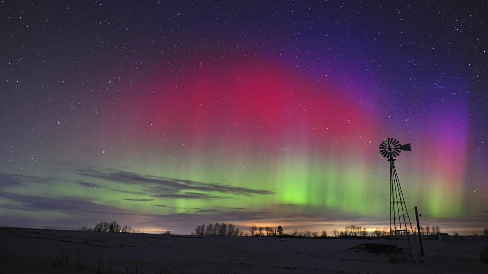 Paul Cyr shot this photo of the aurora borealis on Center Hill in Easton just after 5 a.m., Jan. 25, 2012. A massive solar storm was just hitting the Earth’s atmosphere, causing spectacular displays in the night sky.