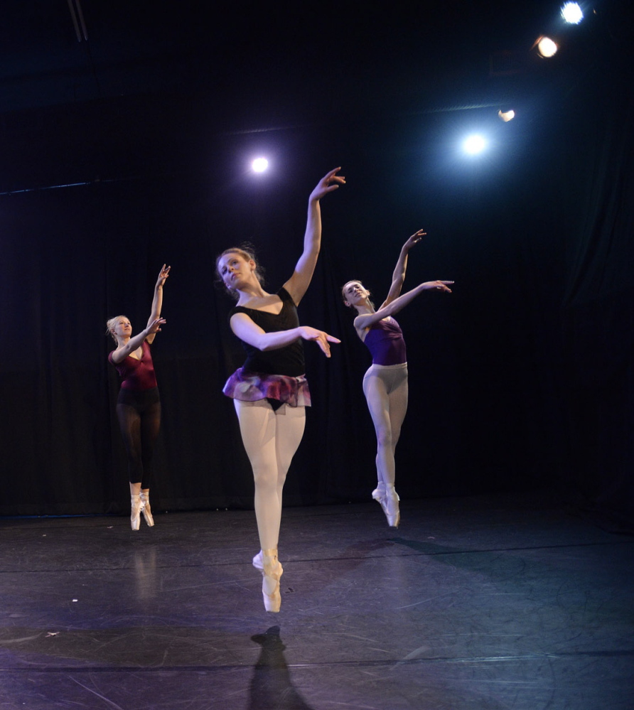 The Portland Ballet troupe rehearses in its new 73-seat theater in what used to be office space in an adjacent building on Forest Avenue.