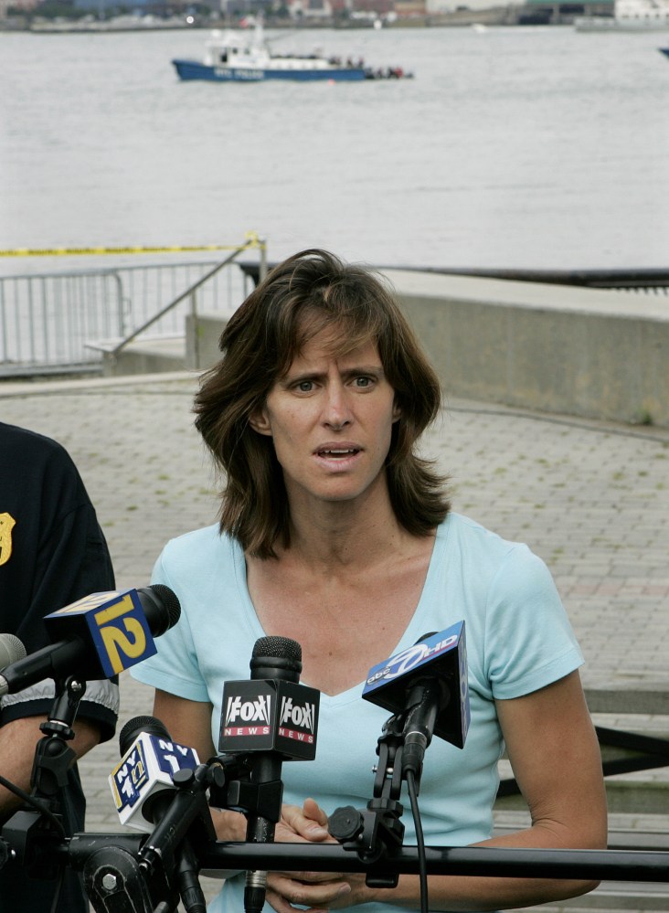 Hoboken Mayor, Dawn Zimmer speaks to the media in this file photo as she stands near the Hudson River in Hoboken.