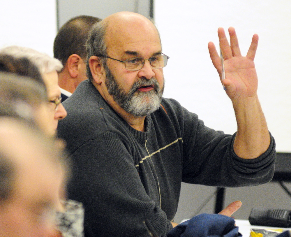 LAYING GROUNDWORK: City Councilor Dave Rollins speaks during the Augusta City Council goal-setting meeting Saturday in the Augusta Civic Center.