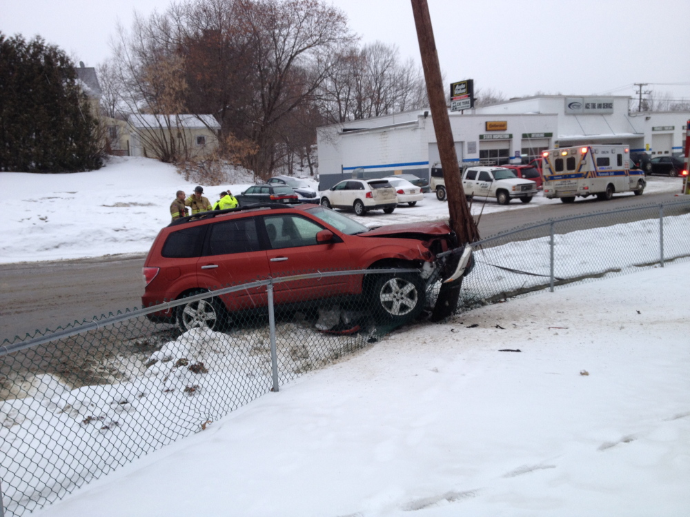 crash: An SUV crashed into a utility pole Monday morning near the corner of Drummond Avenue and Oak Street.