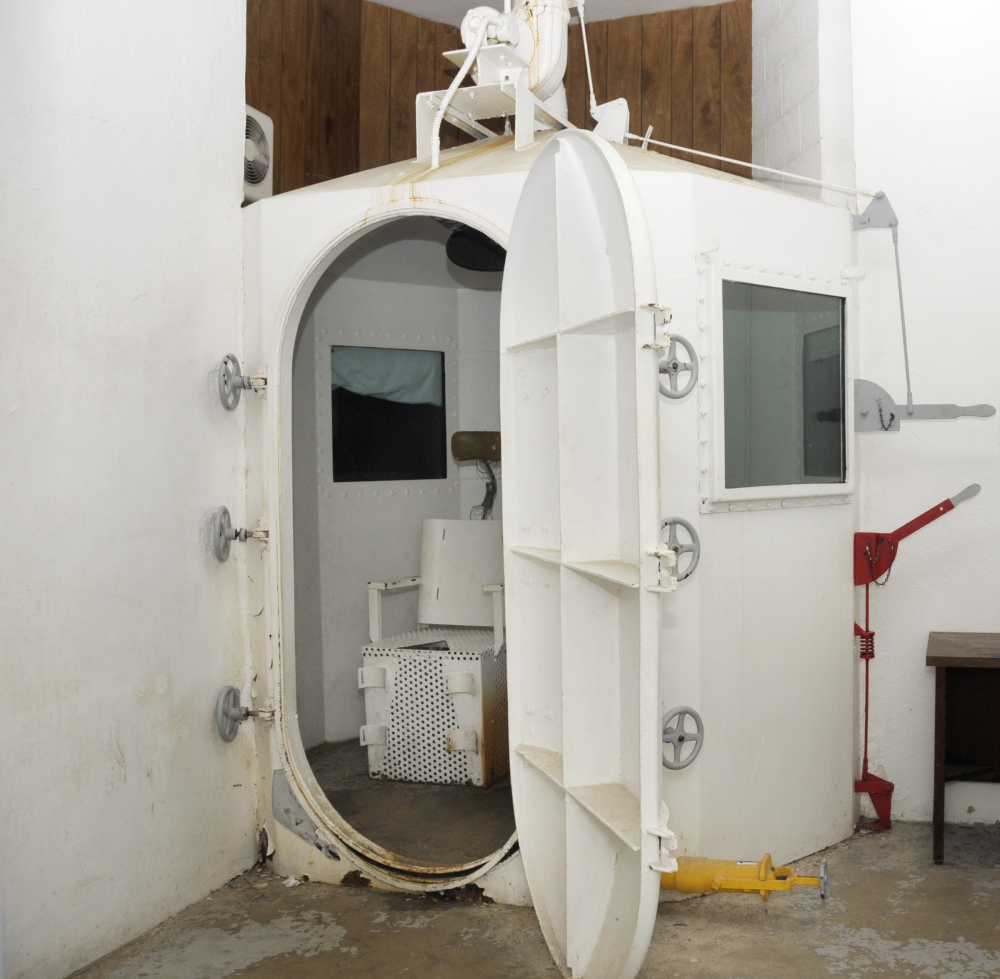 In this May 13, 2011 file photo is the gas chamber at the former Missouri State Penitentiary in Jefferson City that is now a tourist attraction. With lethal-injection drugs in short supply and new questions looming about their effectiveness, lawmakers in some death penalty states are considering bringing back relics of a more gruesome past, including the gas chamber.