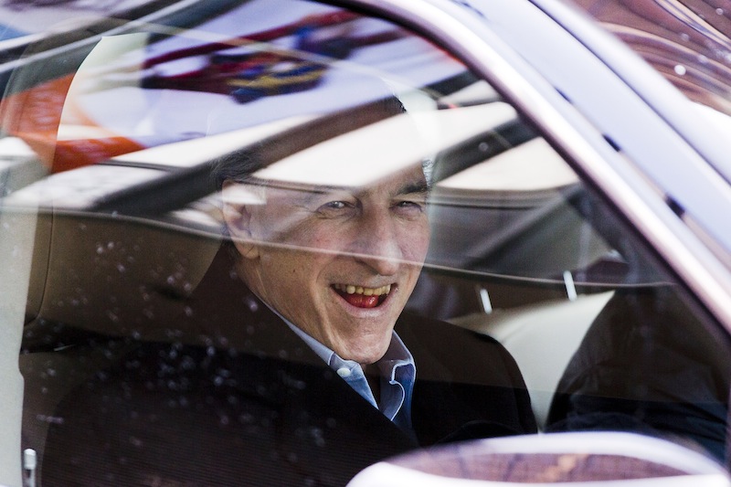 Joseph "Uncle Joe" Ligambi smiles as he leaves the U.S. Courthouse in Philadelphia on Tuesday, Jan. 28, 2014. Federal prosecutors in Philadelphia have dropped its criminal case against the reputed Philadelphia mob boss after a second jury deadlocked on the central racketeering charge on Friday, Jan. 24, 2014.