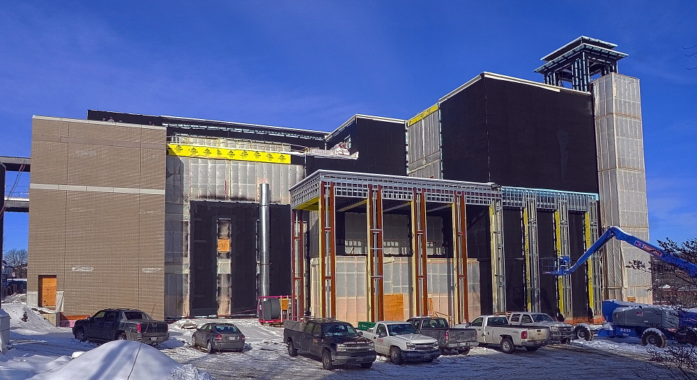 Courthouse progress: Construction work continues on Thursday at the new court building in Augusta.