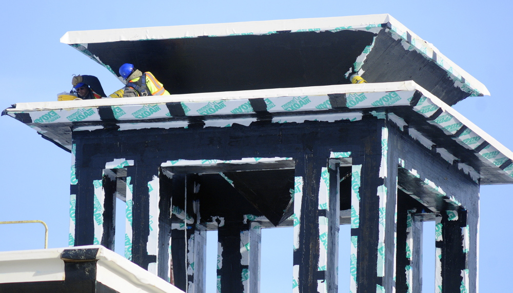 Courthouse progress: Construction work continues on Thursday at the new court building in Augusta.
