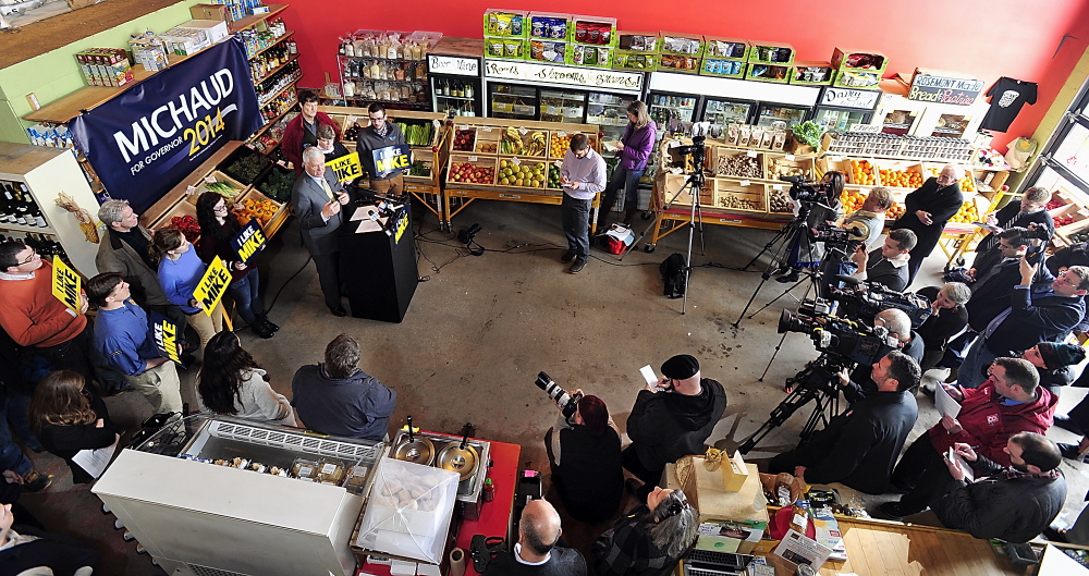 FOCUS ON SMALL BUSINESS: U.S. Rep. Mike Michaud unveils his economic plan Wednesday in Portland’s Rosemont Market and Bakery — just the kind of small business that the Democratic gubernatorial candidate says could drive Maine’s economic growth.