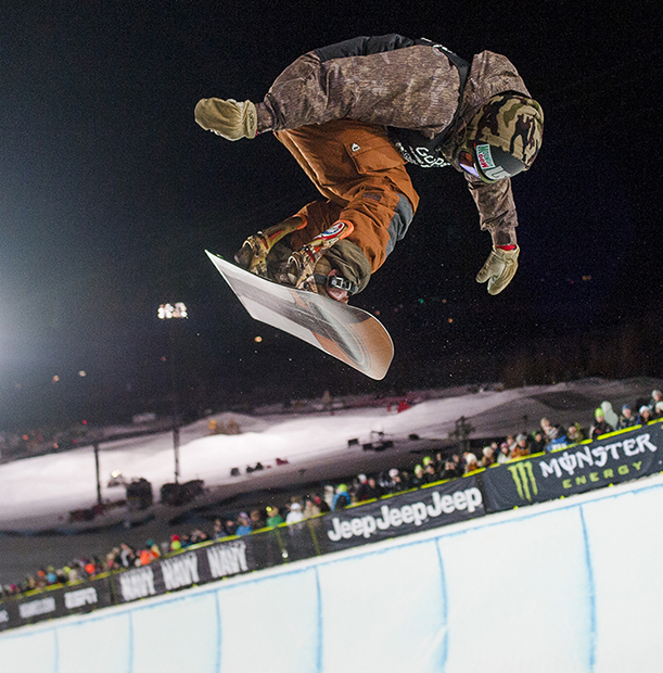 Danny Davis makes a 37.66 run before dominating the competition and winning gold with a 95.00 his second run during the Men's Snowboard SuperPipe finals at the 18th edition of the Winter X Games in Aspen, Colo. Sunday, Jan. 26, 2014.