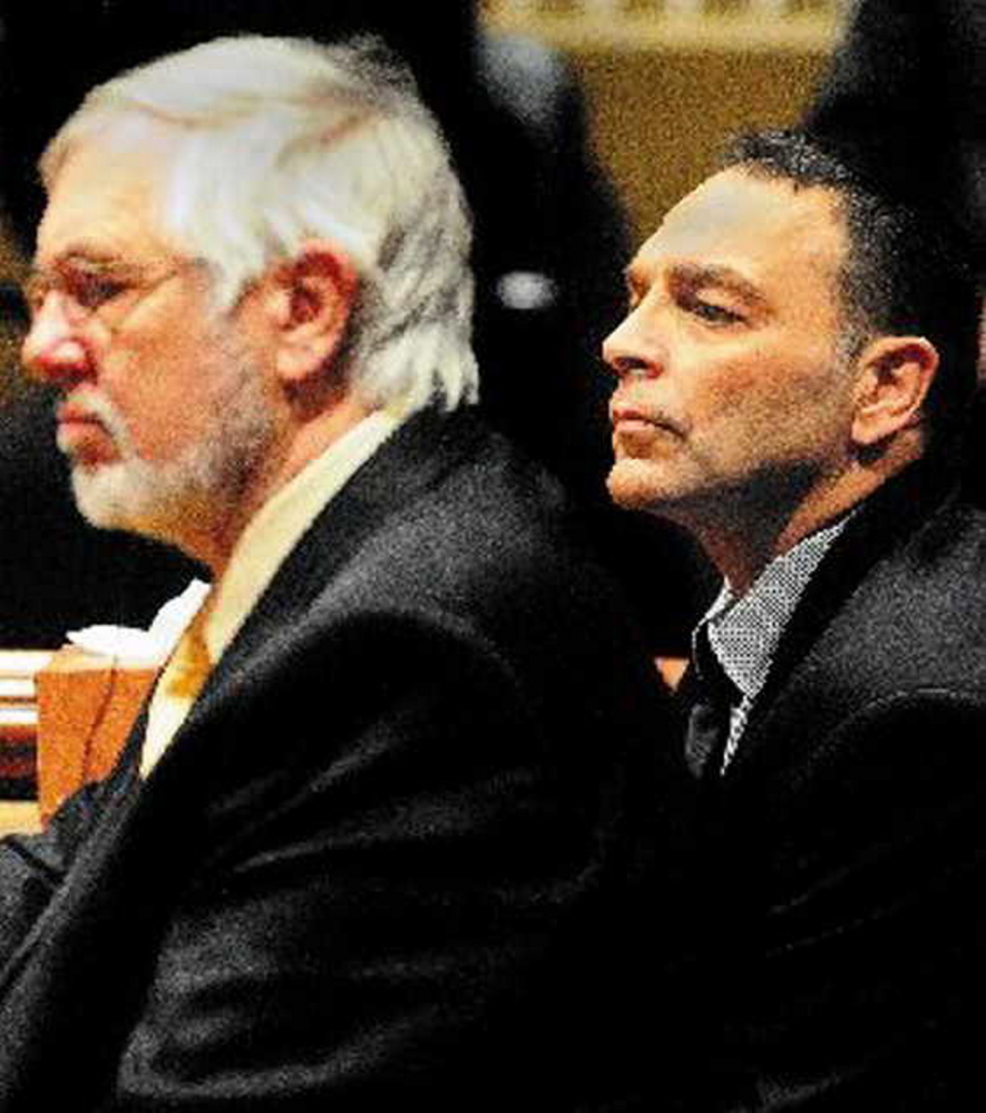 Staff file photo by Joe Phelanmisconduct charges: Andrews Campbell, the defense attorney for Raymond Bellavance Jr., listens to the verdict as a jury in 2011 finds Bellavance guilty of arson related to a 2009 fire that destroyed the Grand View Topless Coffee Shop in Vassalboro. It was one of Campbell’s most high-profile cases. The Bowdoinham attorney is facing charges of misconduct and multiple violations of the Maine Code of Professional Responsibility with regard to other cases.