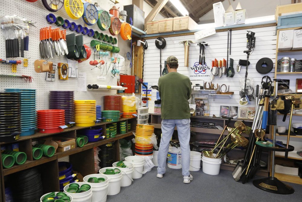 The various tools needed for gold panning are displayed for sale at the Pioneer Mining Supply Co., in Auburn, Calif.