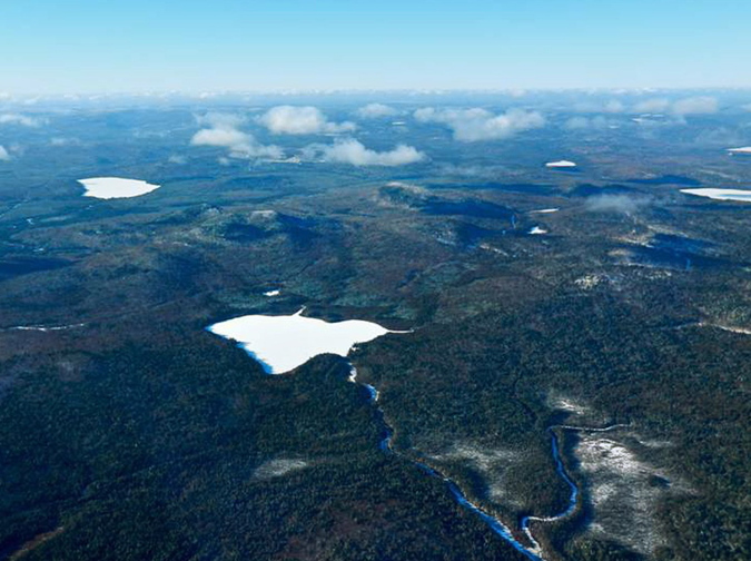 Bald Mountain, with Greenlaw Pond in the foreground, is owned by J.D. Irving Ltd., which was considering mining the property for gold, silver and copper deposits.