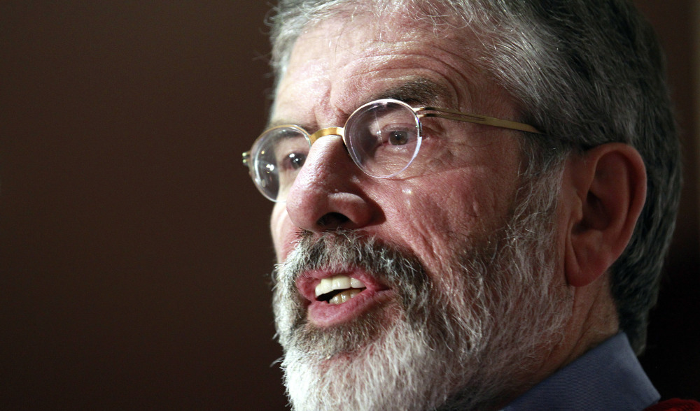 Sinn Fein party leader Gerry Adams was released from custody Sunday after five days of questioning on his suspected involvement in the Irish Republican Army’s 1972 abduction, killing and secret burial of a Belfast widow.