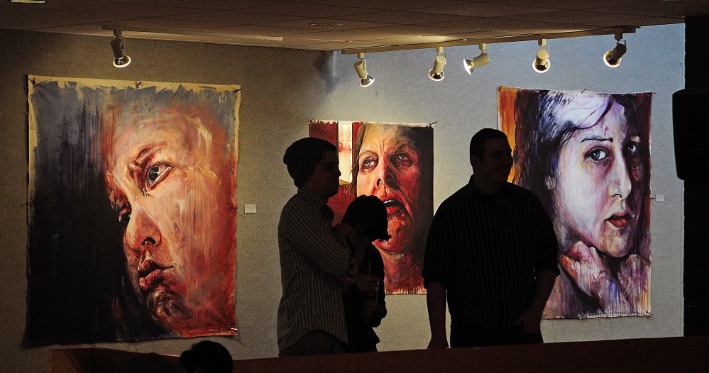 Painting: Three large paintings by Wenda Ashton Fisher were part of the Senior Art Show that opened on Saturday May 10, 2014 in the Danforth Gallery at the University of Maine at Augusta.