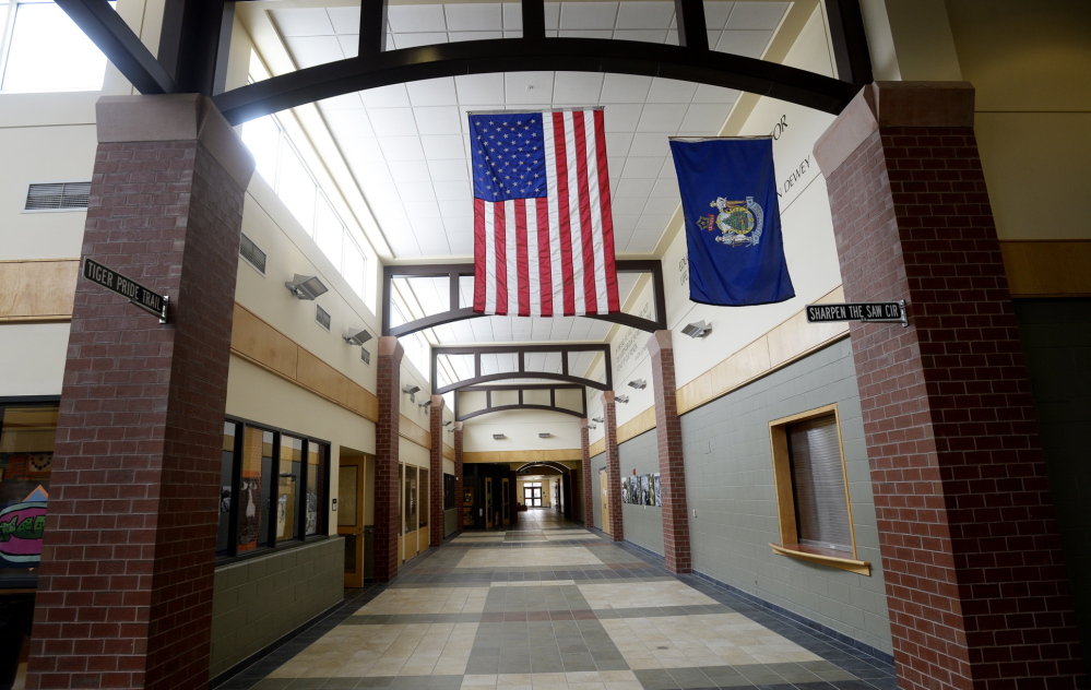 A hallway in Biddeford Middle School on Thursday May 15, 2014.