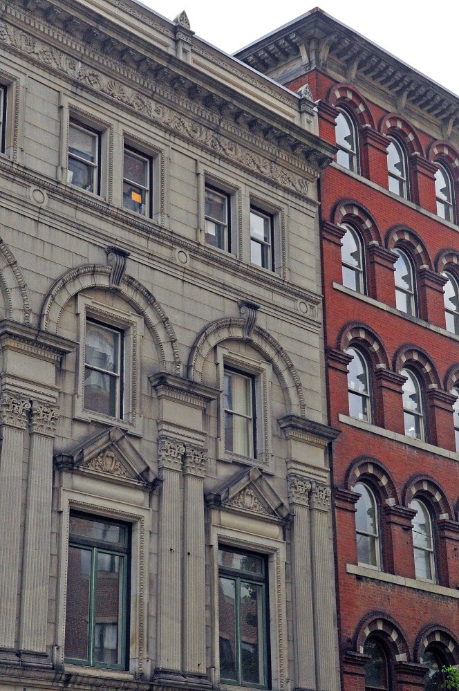 Trip down Memory Lane: The Vickery, left, and Doughty buildings were among 12 structures featured Saturday during a walking tour of buildings on the National Register of Historic Places in downtown Augusta.