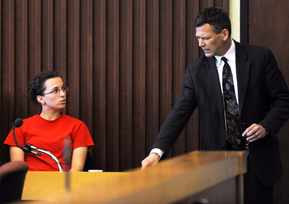 The Associated Press Joachim Barth, defense attorney for Seth Mazzaglia, questions Kathryn McDonough, 20, former girlfriend of Seth Mazzaglia, during her tesimony at Strafford County Superior Court in Dover, N.H., on Friday.