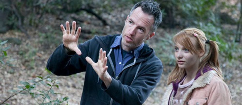 Courtesy photo Kyle Rankin on the set of the 2012 Syfy network series “Nuclear Family” with actress Pauline Cohn.