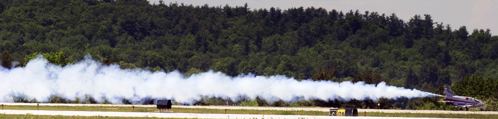 MICROJET: Pilot Peter Reny takes off Monday from the Augusta State Airport in his Bede-BD5 microjet. The model is considered the world’s smallest jet aircraft.
