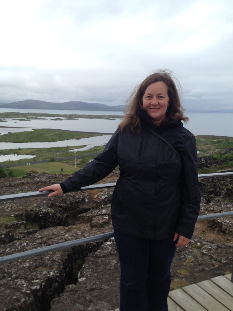 NEW OPPORTUNITY: Amber Lambke, founder of the Somerset Grist Mill, stands in front of barren Icelandic terrain during a trade trip this week. Lambke said the rough territory and weather in Iceland makes growing grains difficult creating a new market for Maine farmers.