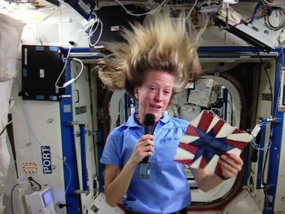 Space Quilt: Astronaut Karen Nyberg made a quilt block aboard the International Space Station. Back on Earth, her block will become part of a quilt that will debut at this year’s International Quilt Festival.