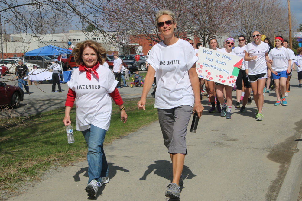 Contributed photo 
 Mayor Karen Heck, right, and Janice Kassman led the Skowhegan walk.