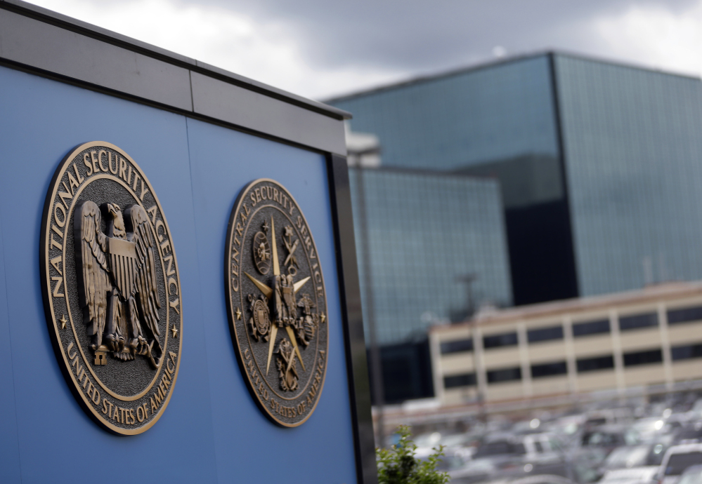In this June 6, 2013, file photo, shows plaques outside the National Security Ageny (NSA) campus in Fort Meade, Md.