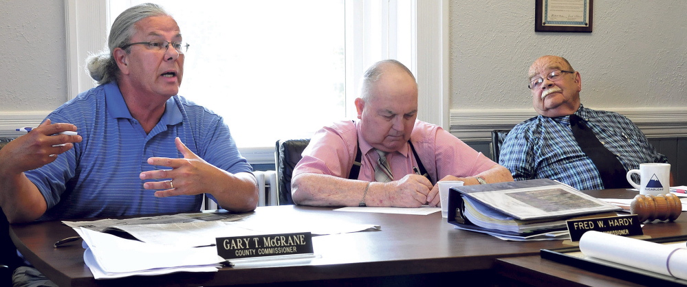 Franklin County Commissioners, left to right, Gary McGrane, Fred Hardy and Clyde Barker.