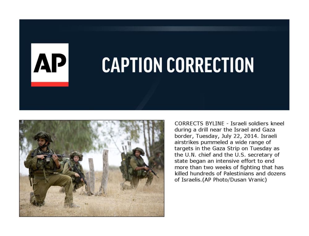 Israeli soldiers kneel during a drill near the Israel and Gaza border, Tuesday.
