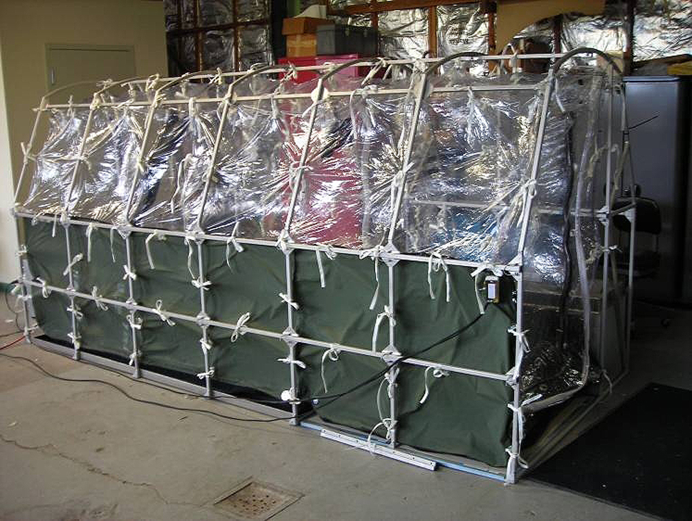 A Aeromedical Biological Containment System, which looks like a sealed isolation tent for Ebola air transportation is shown in this undated photo.