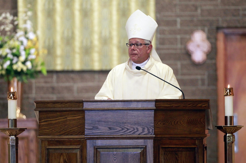 Bishop Peter Libasci conducts the special Mass for James Foley on Sunday. He also read a message from the Vatican extending the condolences of Pope Francis.