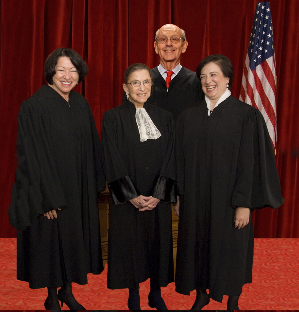 Staff illustration by Stephanie Law
When counting feminists on the Supreme Court, it’s not just the three women. There’s a fourth feminist justice. More often than not, Stephen Breyer votes with Sonia Sotomayor, Ruth Bader Ginsburg and Elena Kagan on women’s issues.