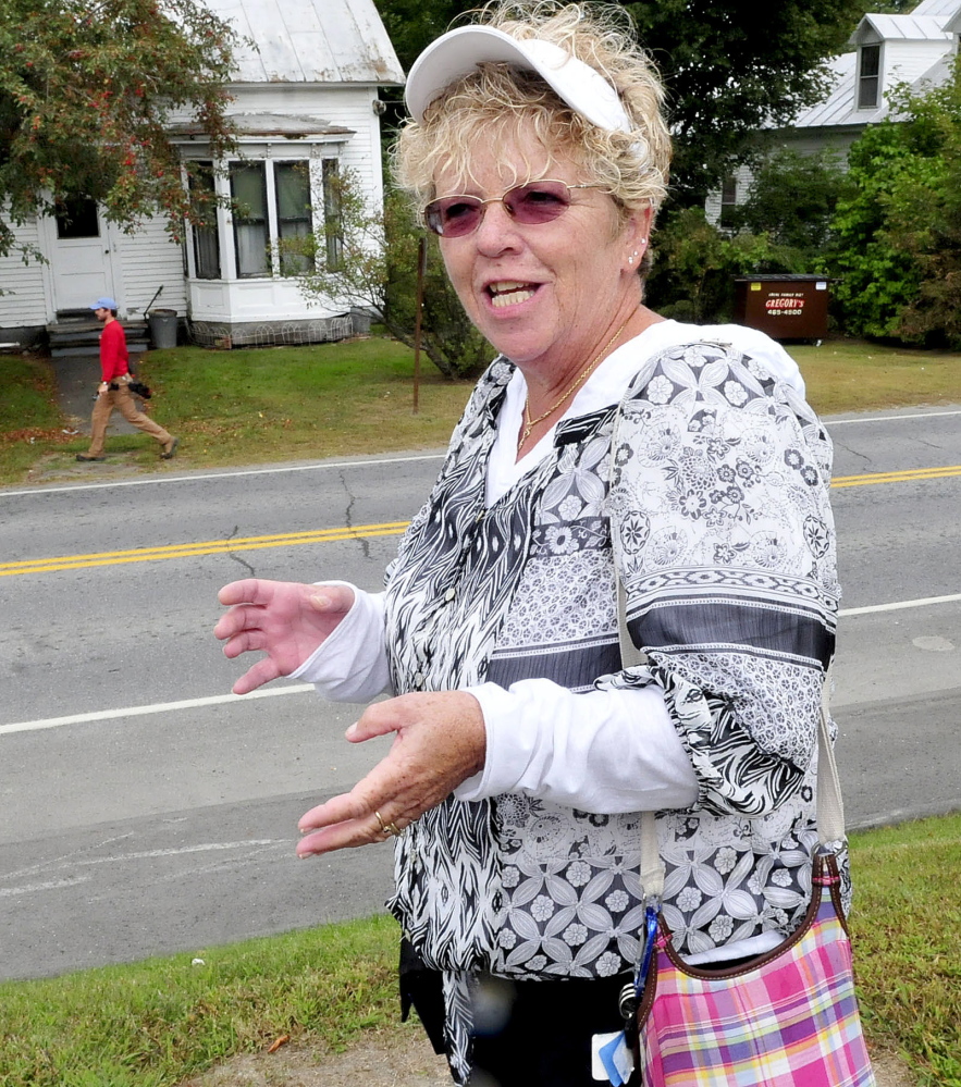 Brenda Waugh admits she was star-struck when she took off from work Tuesday to watch hosts of the TV program “American Pickers” at 11 Pleasant St. in Skowhegan. Waugh managed to have her photograph taken with hosts Mike Wolfe and Frank Fritz and got the photo signed.