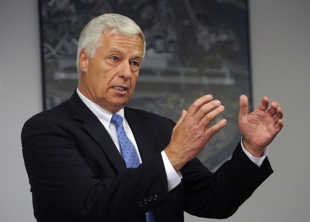 PORTLAND, ME - SEPTEMBER 19: Democratic gubernatorial candidate Mike Michaud speaks during a press conference at the Portland International Jetport Friday, September 19, 2014. (Photo by Shawn Patrick Ouellette/Staff Photographer)