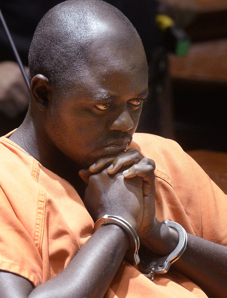 Evaristo Deus made his initial appearance in Androscoggin County Superior Court Friday. Deus was charged with the murder of Laudrinha Kubeloso and her unborn child.