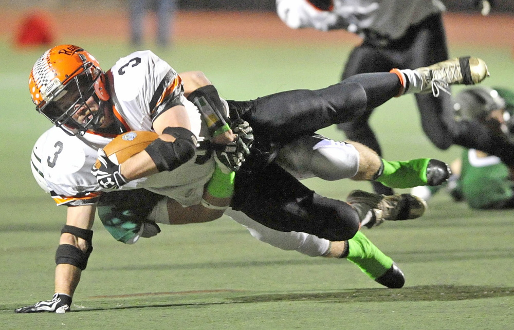 Winslow running back Dylan Hapworth leads the undefeated Raiders into Belfast on Friday night for a key Eastern C showdown with the Lions.