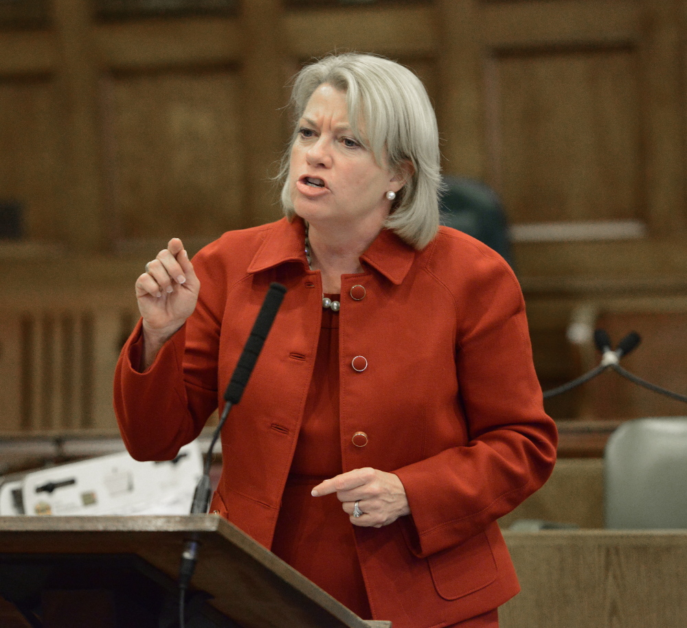 Deputy Attorney General Lisa Marchese speaks to the jury during closing arguments in the murder trial of Anthony Pratt Jr. at the Cumberland County Courthouse in Portland on Wednesday.