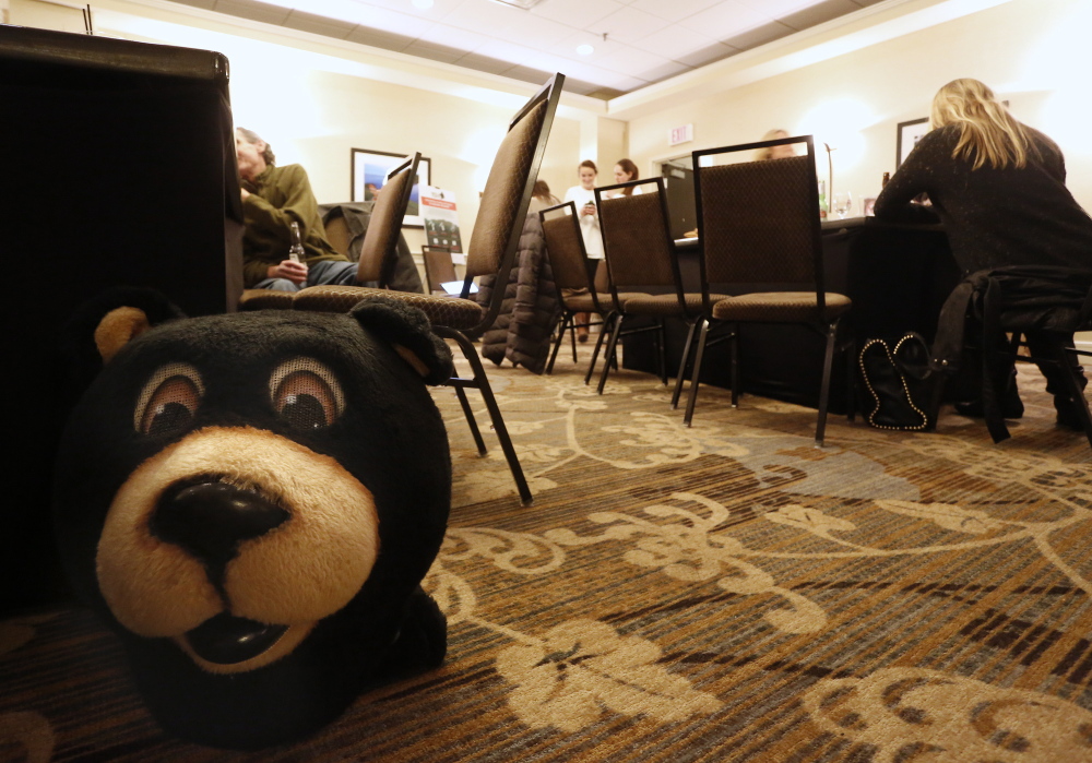 The scene quiets down at Yes on 1 campaign headquarters in the Embassy Suites hotel as election night drags on with no definitive results on the referendum question.