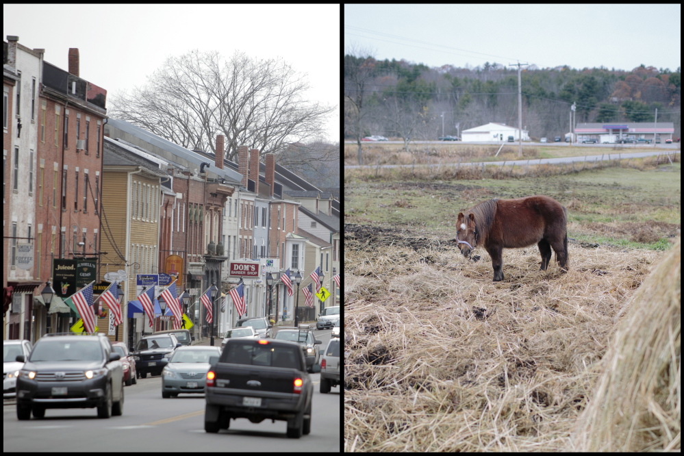 Hallowell stands out as having the highest percentage of voters in the state who voted for Democrat Mike Michaud in the Nov. 4 election. Michaud lost to incumbent Republican Paul LePage.
Maine Sunday Telegram photo by Whitney Hayward
A Shetland pony stands in a pasture in Greene, which voted heavily for Paul LePage in the gubernatorial election last week.