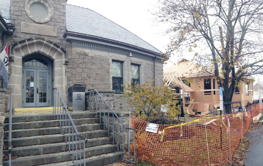 The new Charles M. Bailey Public Library addition takes shape last week in Winthrop.
